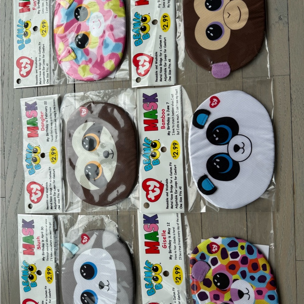 TY Beanie Boo Kids Mask x 6